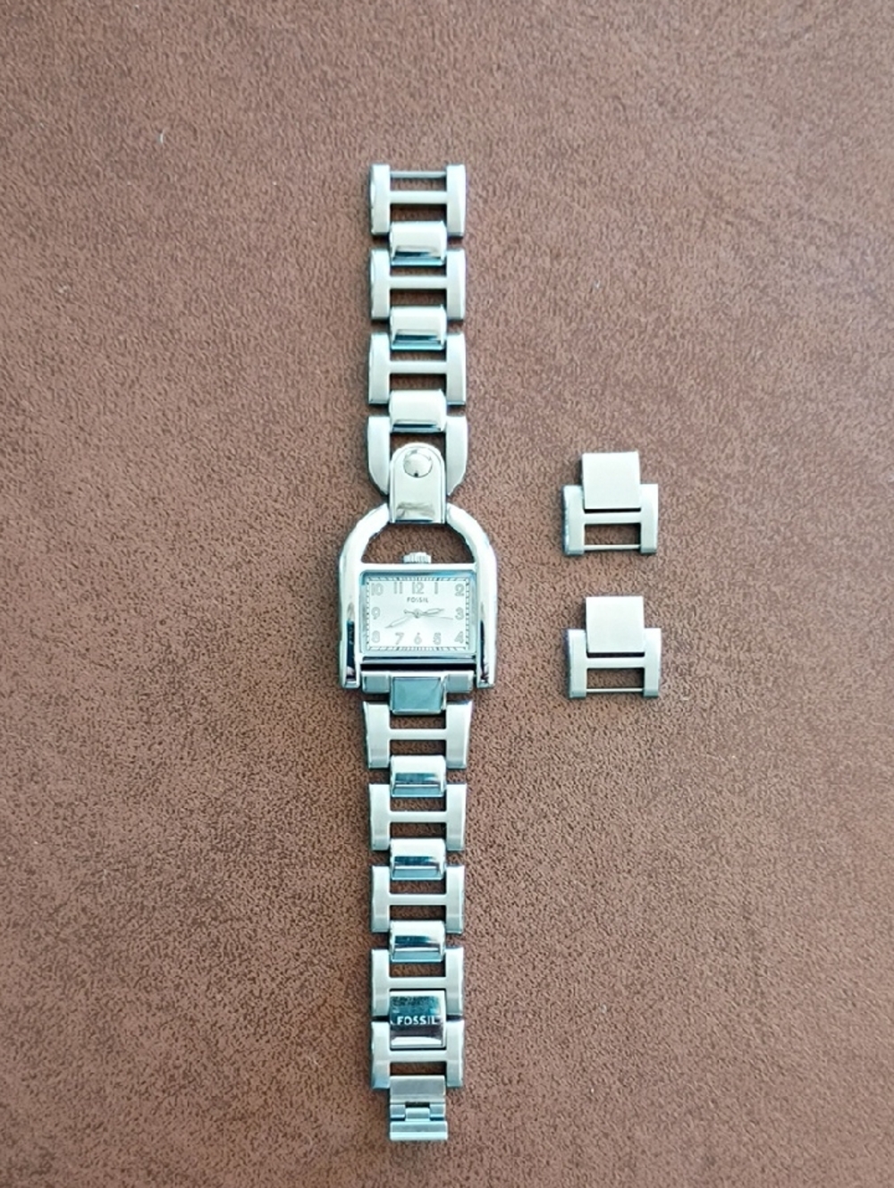 Fossil Hartwell Silver-Tone Link Bracelet Watch with Square Face